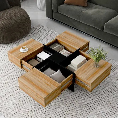 Unique Design Coffee Table With 4 Hidden Storage Compartments - Novari
