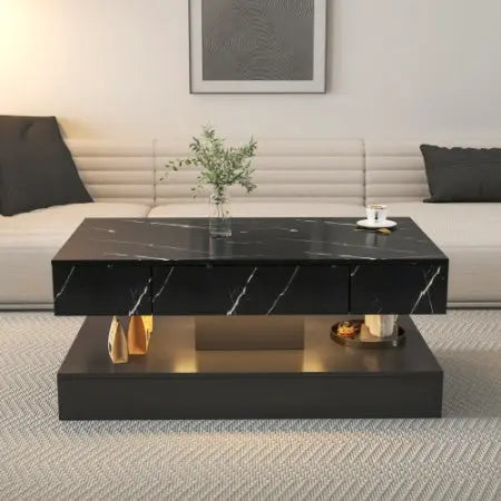 6.93IN High LED Coffee Table,Modern Coffee Table For Living Room,Living Room Tables,Large Living Room Furniture,LED Lights - Novari