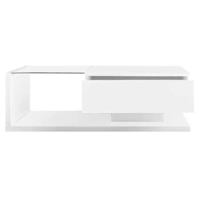 Coffee Table, High-gloss White. Side Tables, Coffee Tables With Glass And LED - Novari