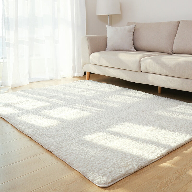 Living Room Rug Area Solid Carpet Fluffy Soft Home Decor White Plush Carpet Bedroom Carpet Kitchen Floor Mats White Rug Tapete - Novari