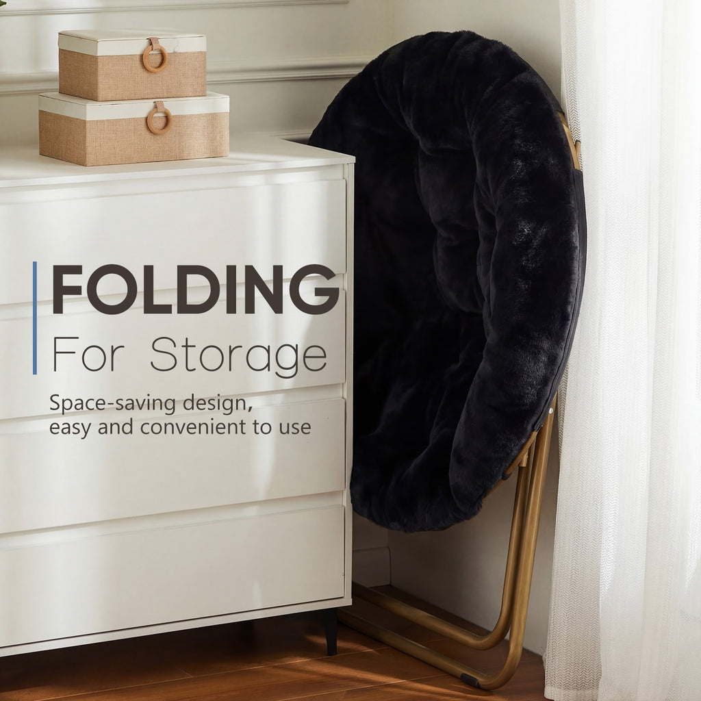 Comfortable Disc Chairs Faux Fur Furniture Bedroom Living Room  Size White - Novari