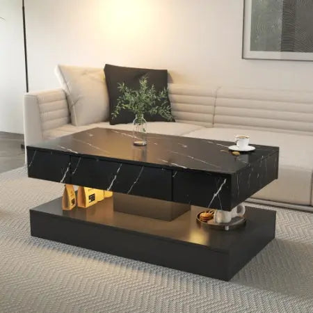 6.93IN High LED Coffee Table,Modern Coffee Table For Living Room,Living Room Tables,Large Living Room Furniture,LED Lights - Novari