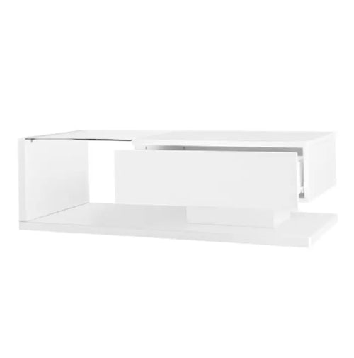 Coffee Table, High-gloss White. Side Tables, Coffee Tables With Glass And LED - Novari