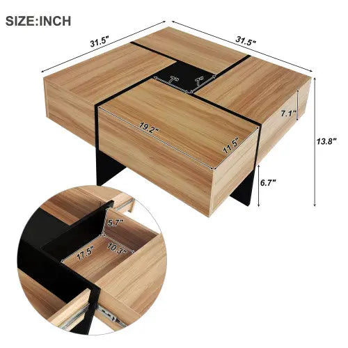 Unique Design Coffee Table With 4 Hidden Storage Compartments - Novari
