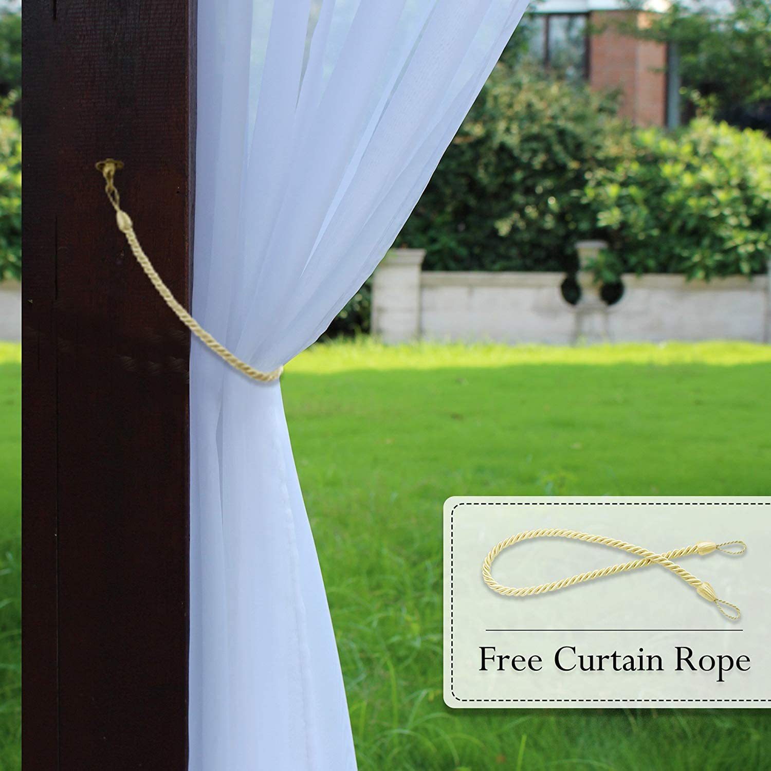 Outdoor Shading Door Curtain Waterproof Curtain Pavilion Balcony White Mesh Curtains Terrace Window Screen - Novari