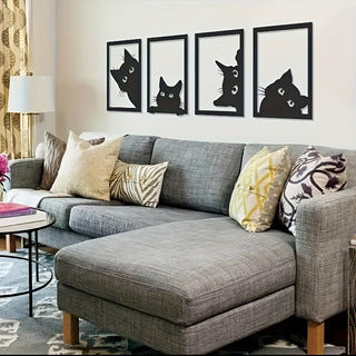 Black Cat Metal Wall Art Decoration Suit - Novari