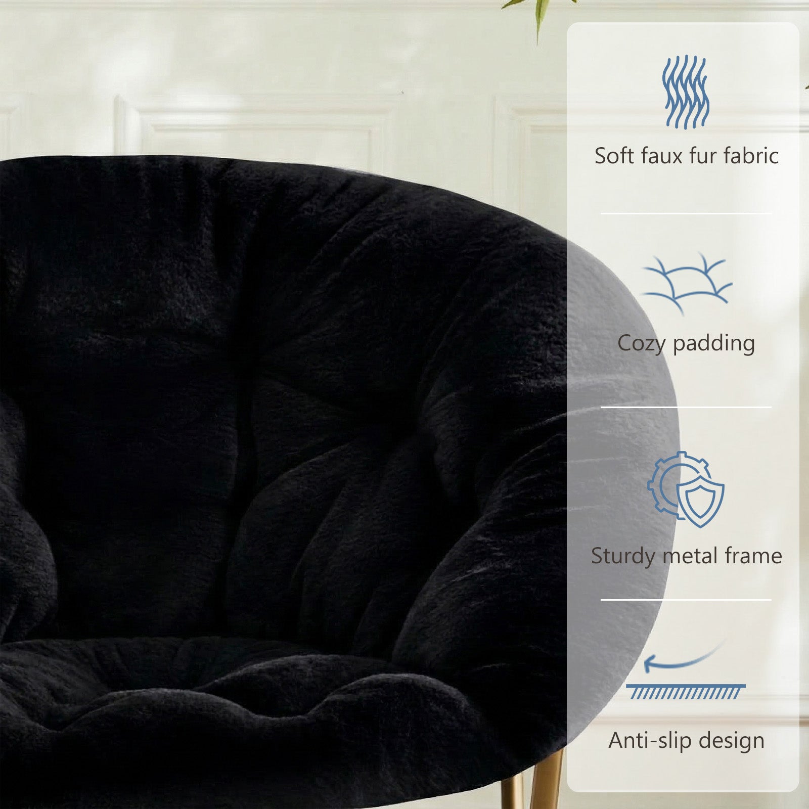 Comfortable Disc Chairs Faux Fur Furniture Bedroom Living Room  Size White - Novari