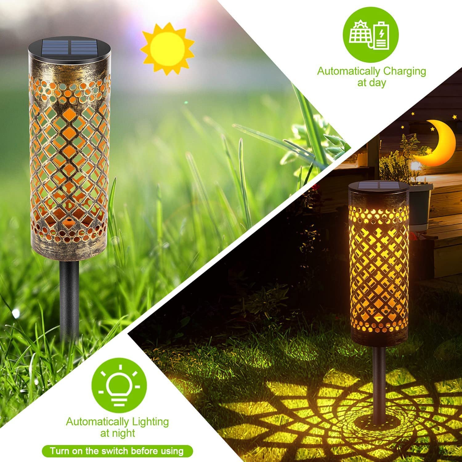 Metal Solar-powered Lawn Lamps Courtyard Decorative Waterproof - Novari