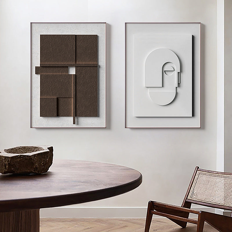 Three-dimensional Abstract Silent Style Geometric Morandi Hanging Painting - Novari