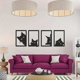 Black Cat Metal Wall Art Decoration Suit - Novari