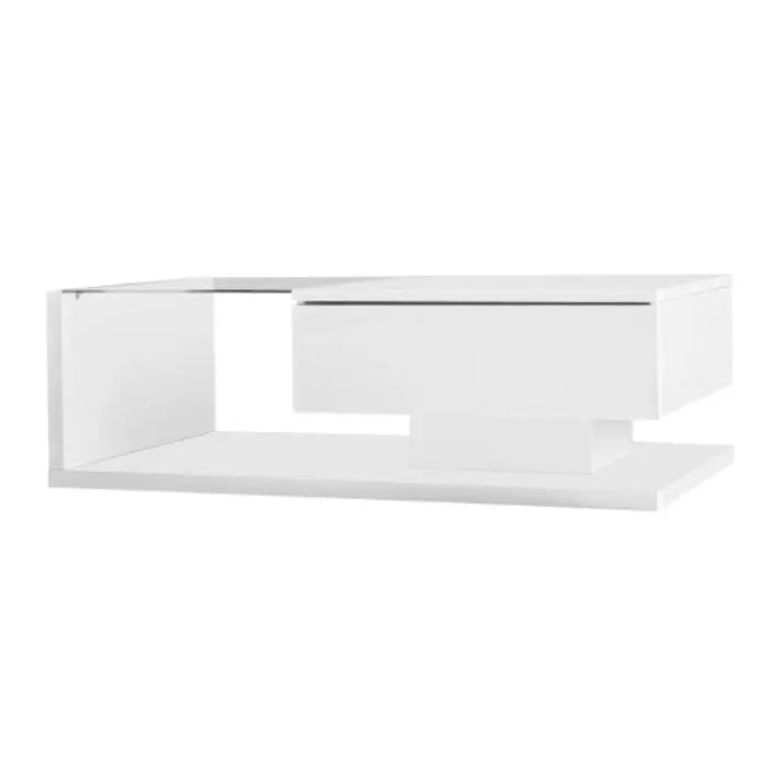 Coffee Table, High-gloss White. Side Tables, Coffee Tables With Glass And LED - Novari