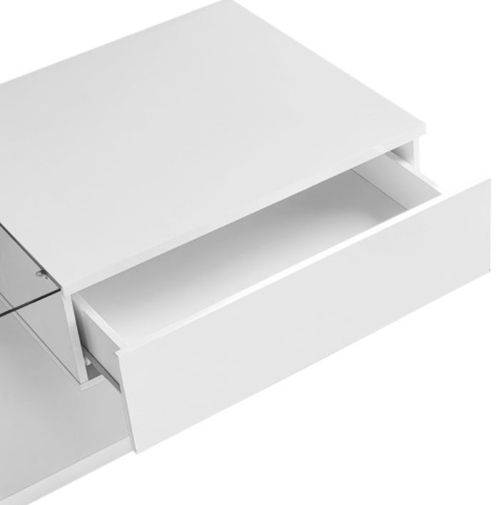 Coffee Table, High-gloss White. Side Tables, Coffee Tables With Glass And LED - Novari