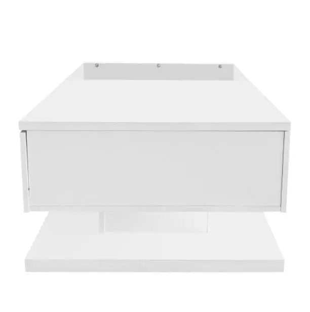 Coffee Table, High-gloss White. Side Tables, Coffee Tables With Glass And LED - Novari
