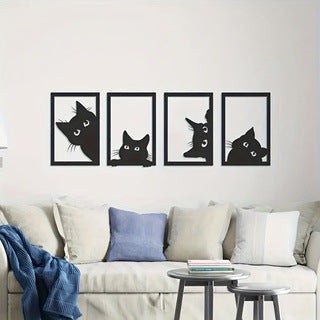 Black Cat Metal Wall Art Decoration Suit - Novari