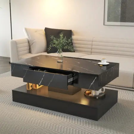 6.93IN High LED Coffee Table,Modern Coffee Table For Living Room,Living Room Tables,Large Living Room Furniture,LED Lights - Novari