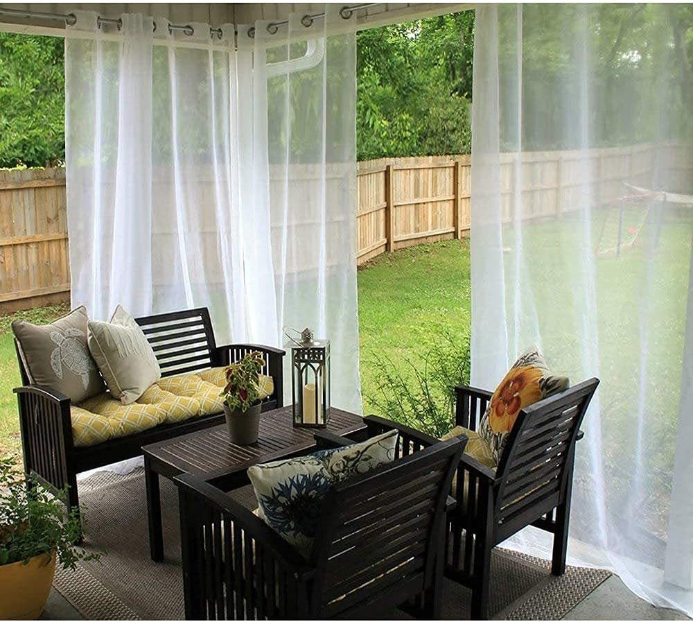 Outdoor Shading Door Curtain Waterproof Curtain Pavilion Balcony White Mesh Curtains Terrace Window Screen - Novari